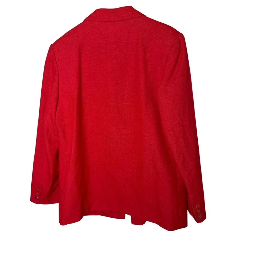 E.H. Woods Vintage Red Skirt Suit Set Blazer Midi Skirt Size 16 Professional